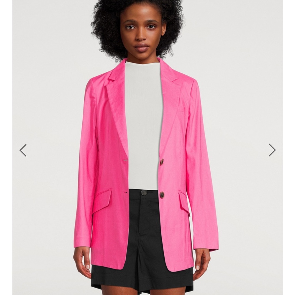 RAG & BONE Charles Boyfriend Blazer Linen Magenta Pink